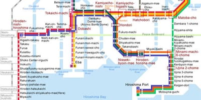 Kaart van hiroshima tram