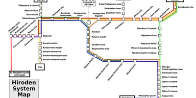 Kaart van hiroshima trein