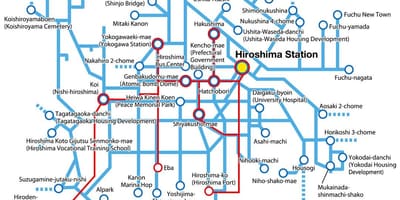 Kaart van hiroshima vervoer